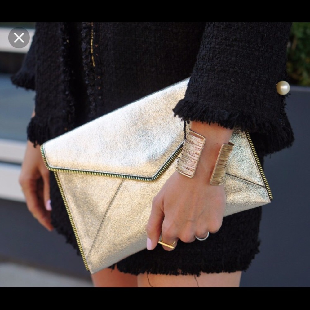 Rebecca Minkoff (NWT) Leo Zip-Trim Metallic Clutch